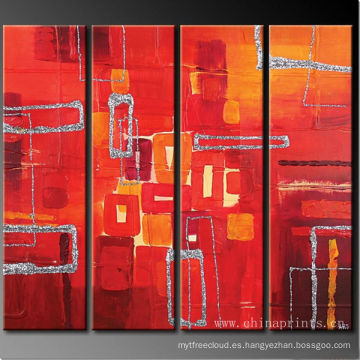Pintura al óleo abstracta caliente de la venta 4 paneles de Xiamen